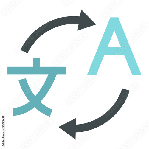 Translation from japanese to english icon in flat style isolated on white background. Translate symbol vector illustration