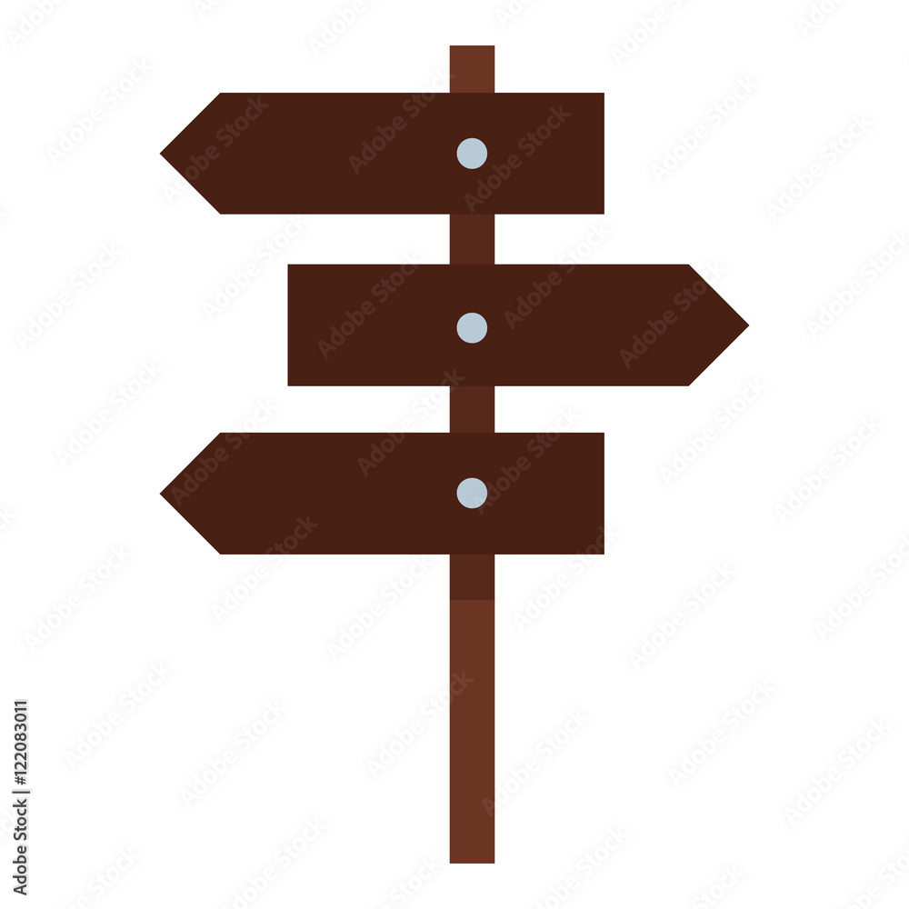 Road sign icon in flat style isolated on white background. Signpost symbol vector illustration Road sign icon in flat style isolated on white background. Signpost symbol vector illustration