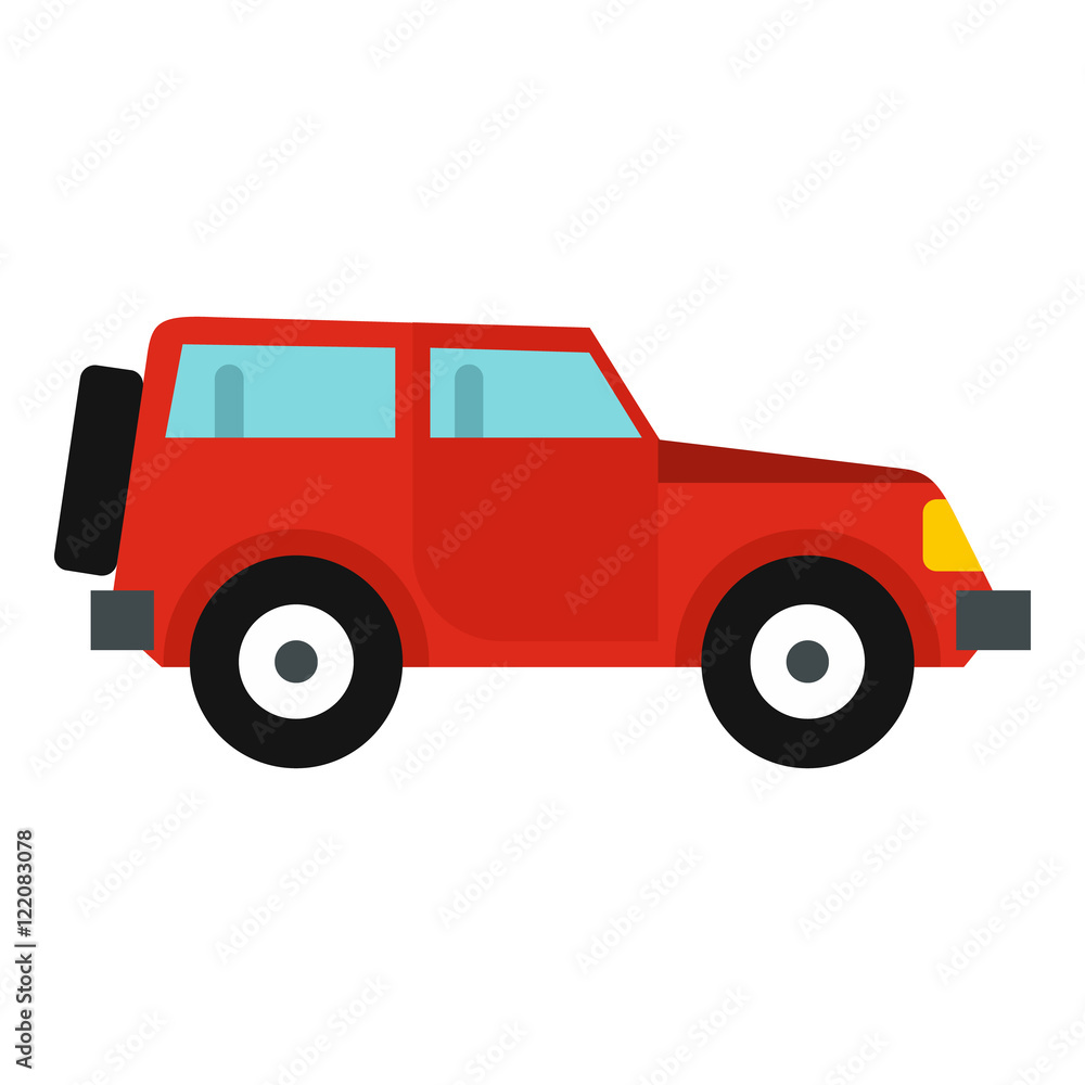 Jeep icon in flat style isolated on white background. Transport symbol vector illustration