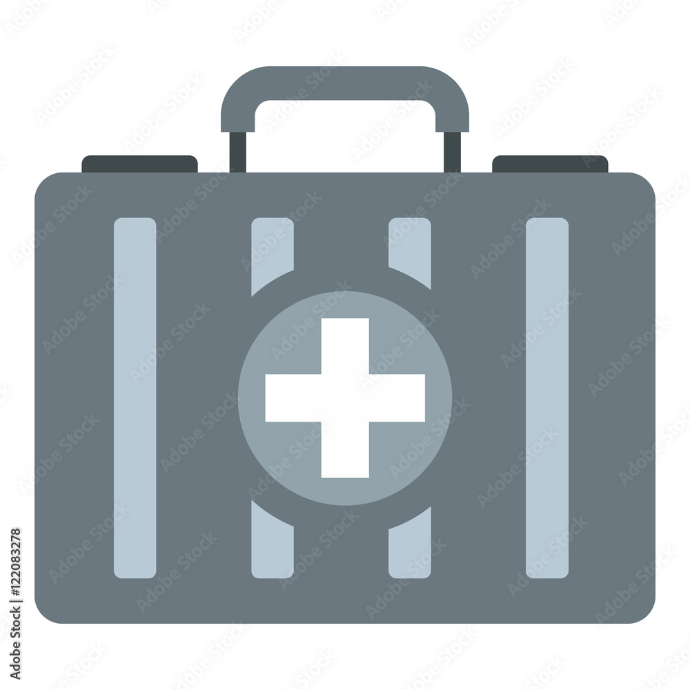 First aid kit icon in flat style isolated on white background. Medicine symbol vector illustration First aid kit icon in flat style isolated on white background. Medicine symbol vector illustration