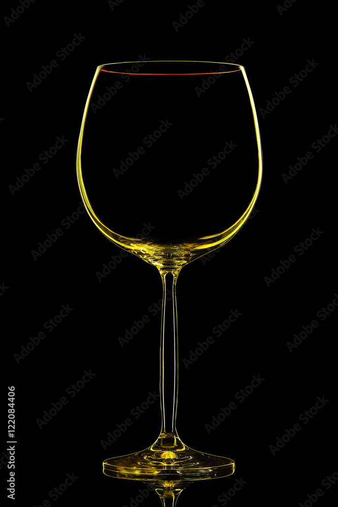 Silhouette of yellow wine glass with clipping path on black background Silhouette of yellow wine glass with clipping path on black background