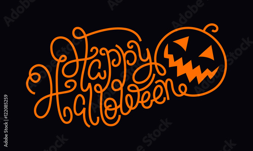 Hand lettering Happy Halloween.