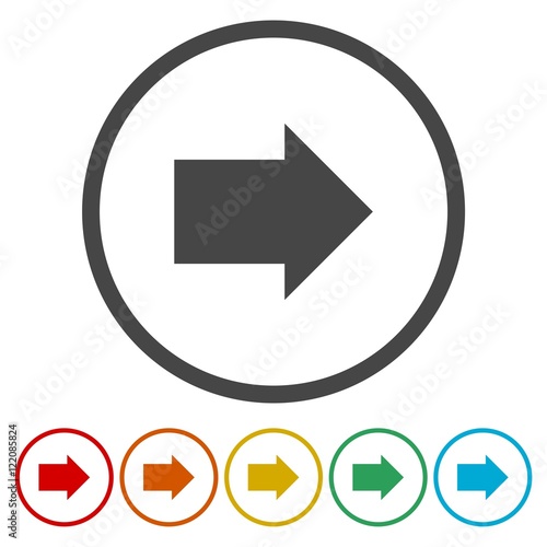 Rounded next arrow or right directional arrow line art icon for apps and websites
