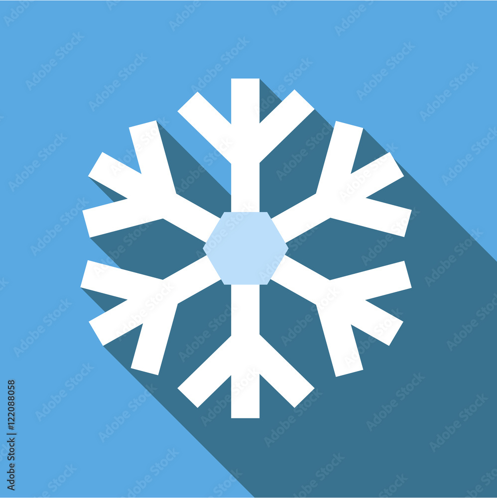 Snowflake icon in flat style isolated with long shadow vector illustration Snowflake icon in flat style isolated with long shadow vector illustration