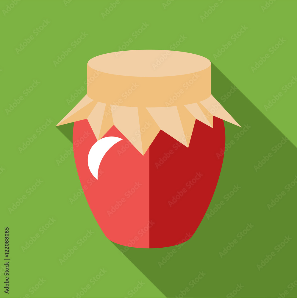Jar of jam icon in flat style isolated with long shadow vector illustration Jar of jam icon in flat style isolated with long shadow vector illustration