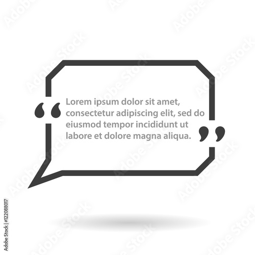 Quote frame. Blank template. Simple block quote frame. Vector illustration