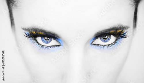 Beautiful insightful look blue woman's eyes
