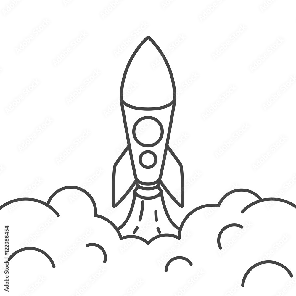 rocket takes off. Take-off missiles with smoke vector illustration of fine lines rocket takes off. Take-off missiles with smoke vector illustration of fine lines
