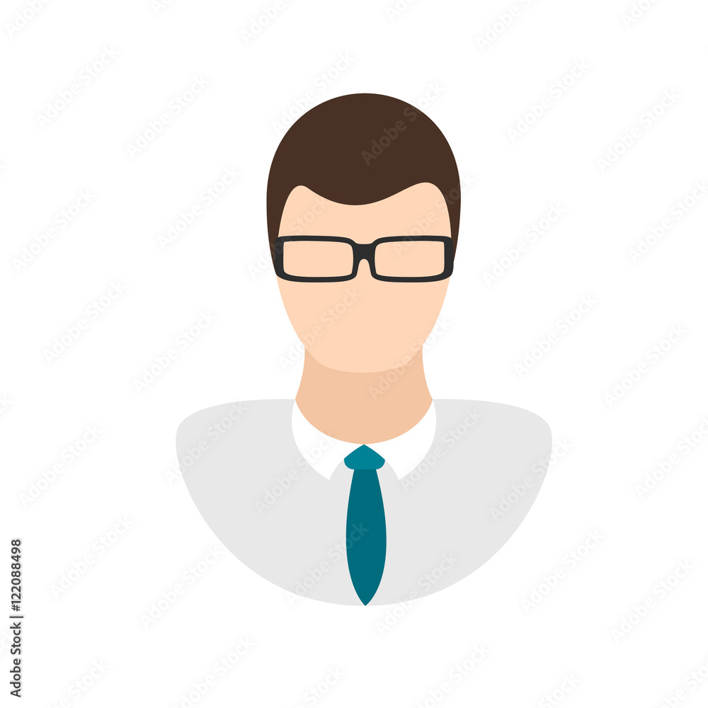 Avatar icon. man with glasses in a shirt and tie flat icon