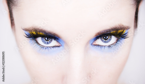 Beautiful insightful look blue woman's eyes