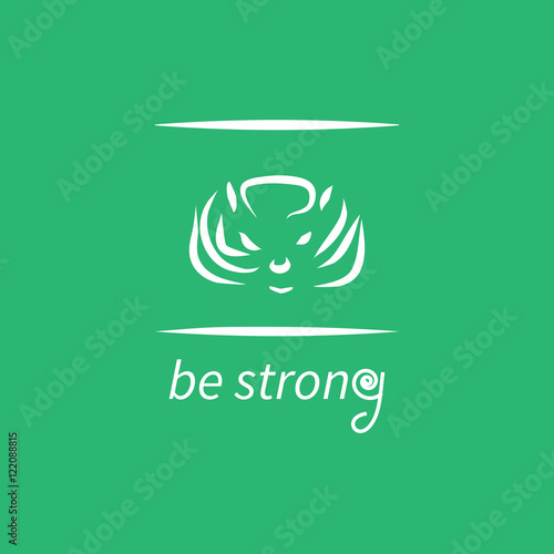 Motivation poster with text be strong and animal head
