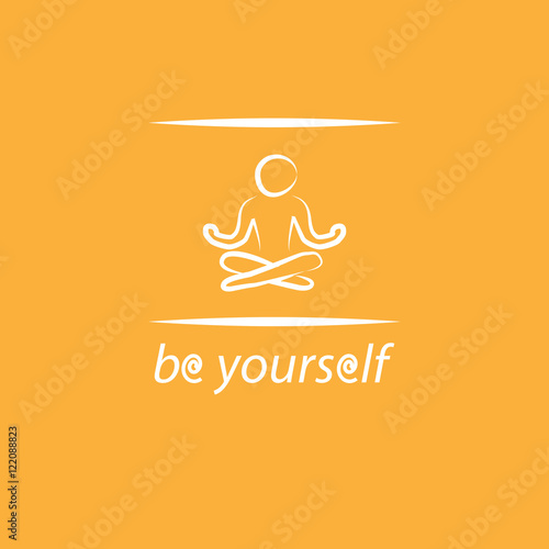 Motivation poster with text be yourself and yoga silhouette