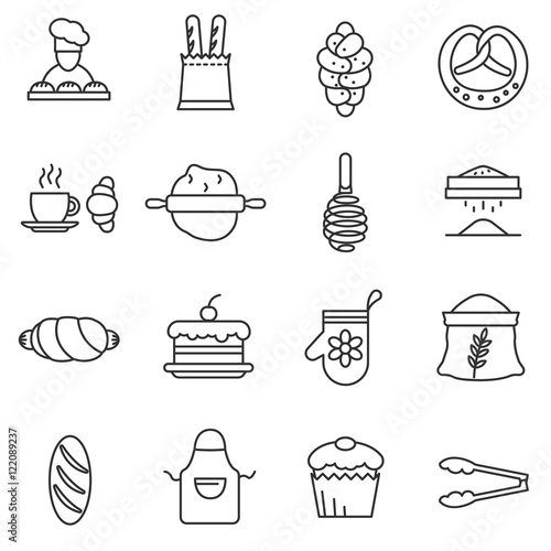 bakery baking cooking collection. thin line design