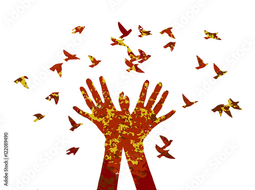 hand release the birds.
