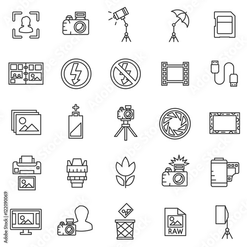 photo icons collection. photo studio, isolated symbols collection
