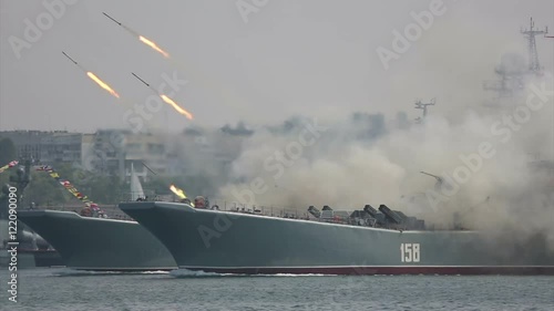 missile attack military landing craft photo