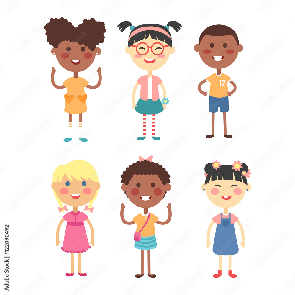 Different kids vector illustration.