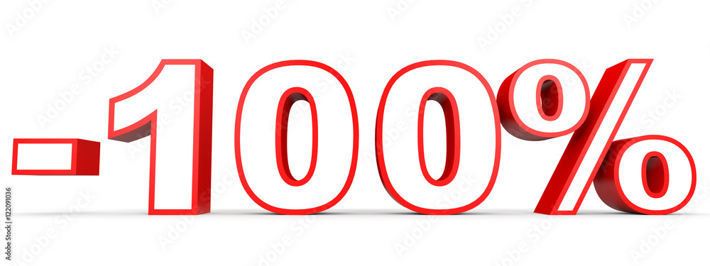 Discount 100 percent off. 3D illustration on white background. Discount 100 percent off. 3D illustration on white background.