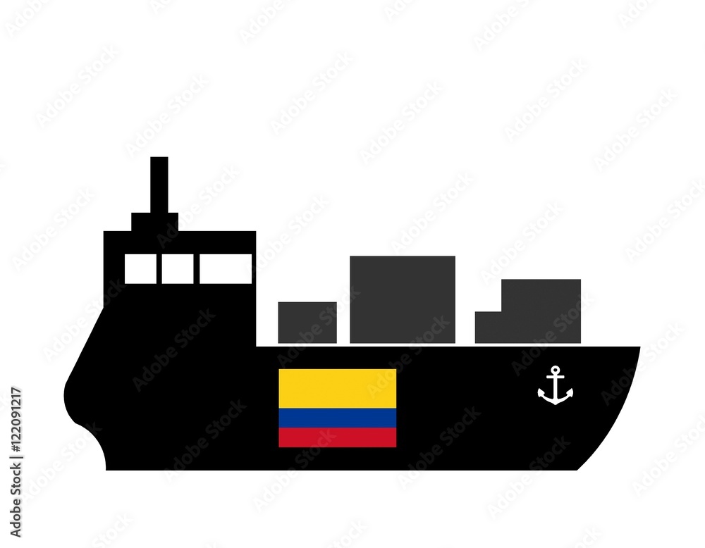 Drapeau de la Colombie sur un bateau cargo Drapeau de la Colombie sur un bateau cargo