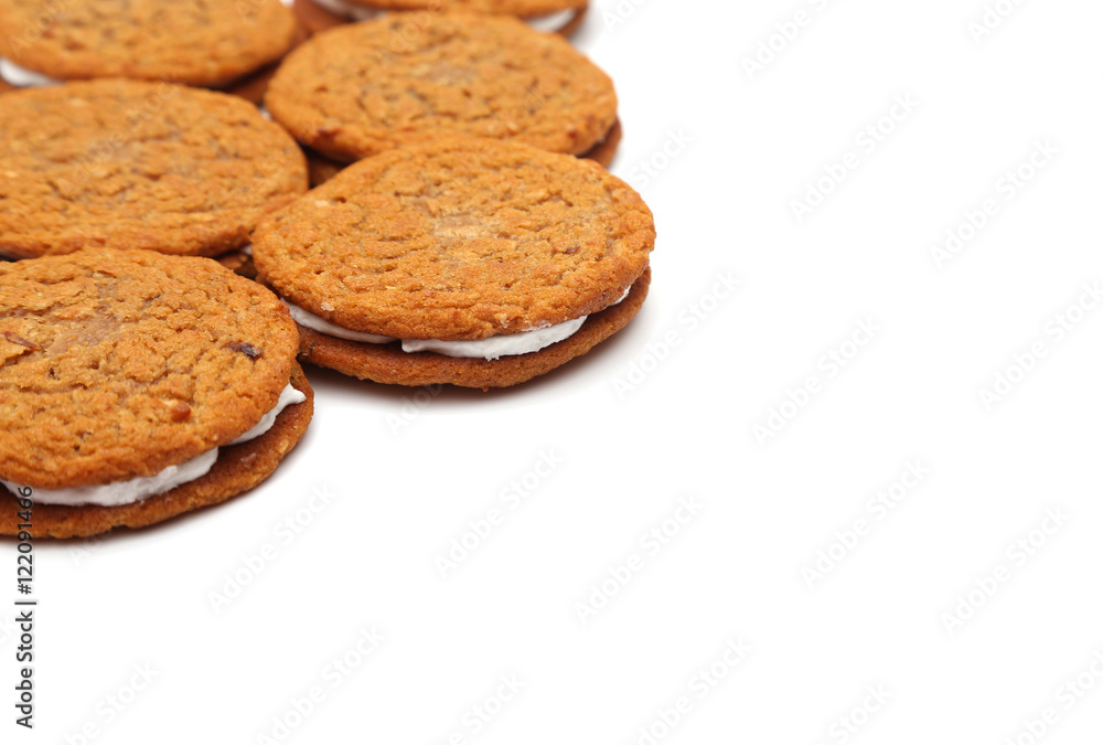 Oatmeal Sandwich Cookies Isolated on a White Background
Oatmeal Sandwich Cookies Isolated on a White Background