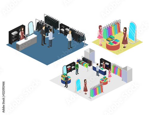 Isometric interior of shoping mall