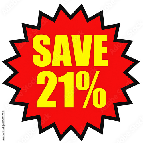 Discount 21 percent off. 3D illustration on white background.