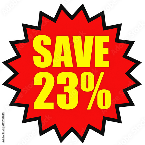 Discount 23 percent off. 3D illustration on white background.