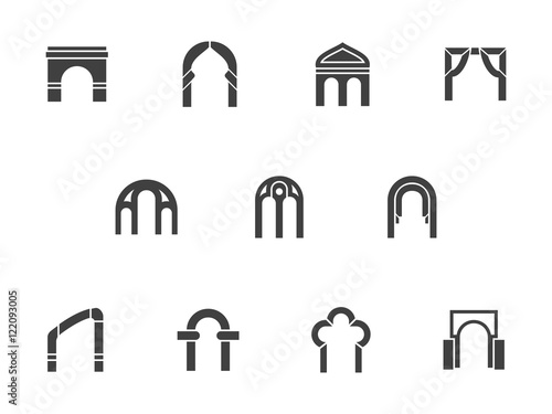 Architecture element black monochrome vector icons