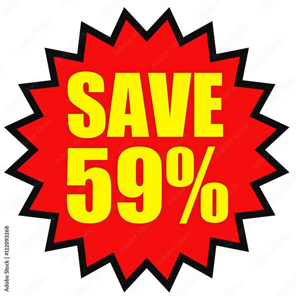 Discount 59 percent off. 3D illustration on white background. Discount 59 percent off. 3D illustration on white background.