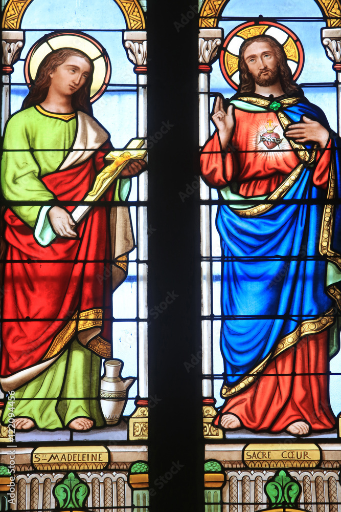 Sainte-Madeleine et Jésus-Christ. Coeur Sacré. Eglise Sainte-Marie Madeleine.. Sainte-Madeleine et Jésus-Christ. Coeur Sacré. Eglise Sainte-Marie Madeleine..
