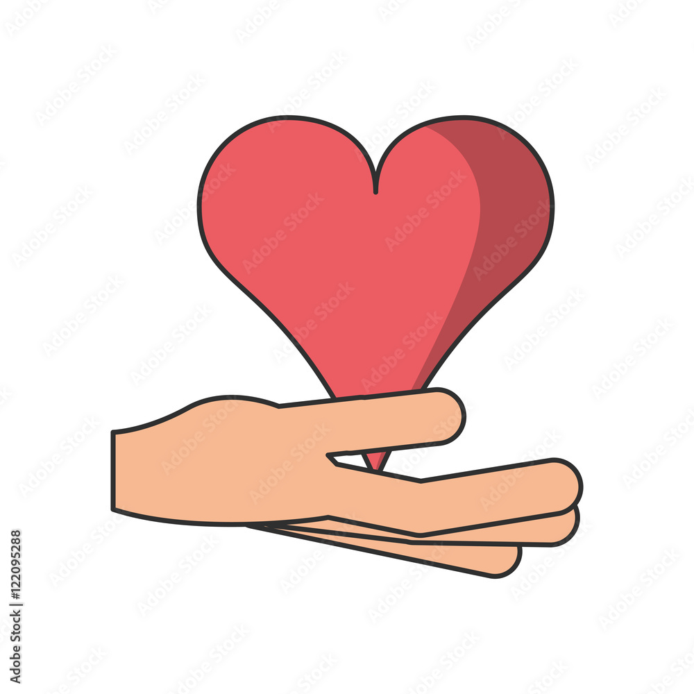 Hand and heart icon. Love passion and romantic theme. Isolated design. Vector illustration Hand and heart icon. Love passion and romantic theme. Isolated design. Vector illustration