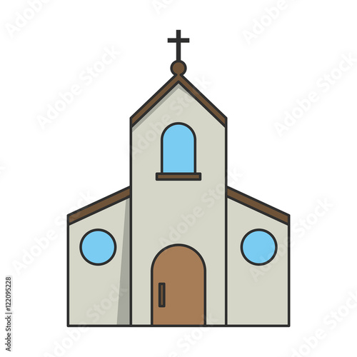 Church building icon. Religion faith and confession theme. Isolated design. Vector illustration