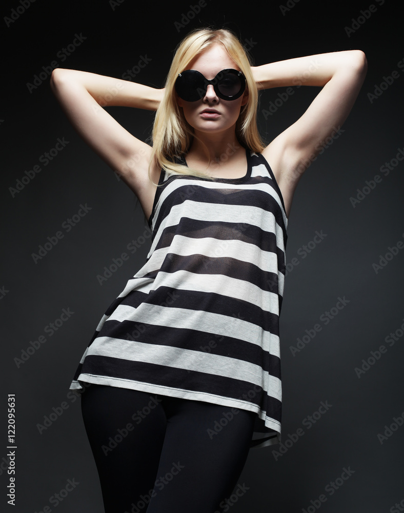 pretty fashion model on grey background pretty fashion model on grey background