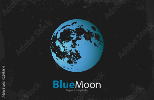 Moon logo design. Creative moon logo. Night logo. Blue moon.