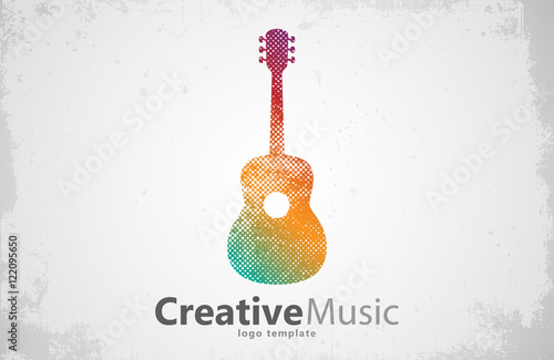 Guitar logo. Creative guitar logo. Music logo. Music logo design