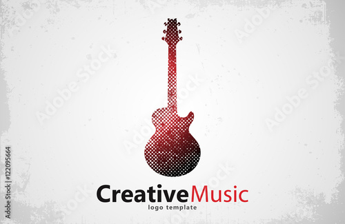 Guitar logo. Creative guitar logo. Music logo. Music logo design