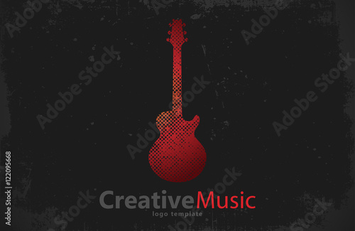Guitar logo. Creative guitar logo. Music logo. Music logo design