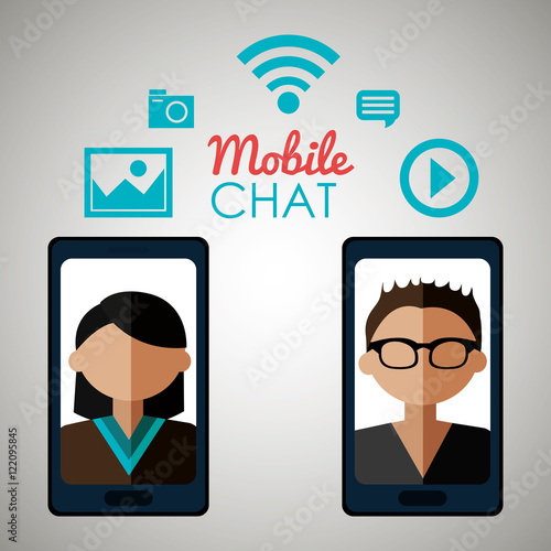 avatar smartphone chat mobile vector illustration eps 10