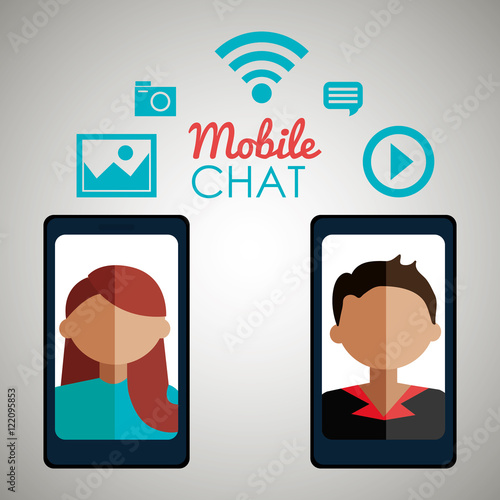 avatar smartphone chat mobile vector illustration eps 10