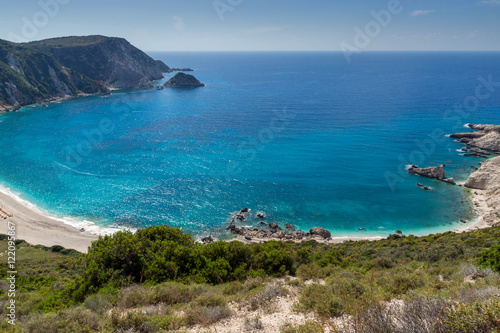 Panoramic view of Petani Beach, Kefalonia, Ionian Islands, Greece