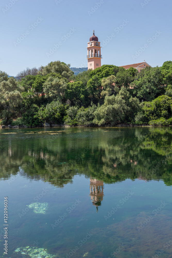 Amazing view of karavomilos lake, Kefalonia, Ionian islands, Greece