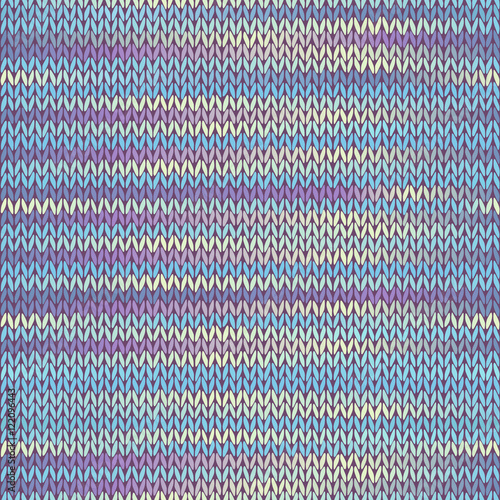 Seamless Knitted Melange Pattern. Blue Yellow Pink Color Vector Illustration.