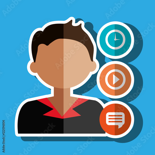 avatar clock play chat vector illustration eps 10