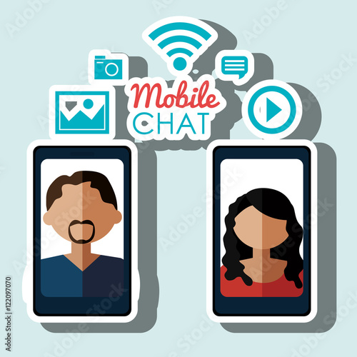 avatar smartphone chat mobile vector illustration eps 10