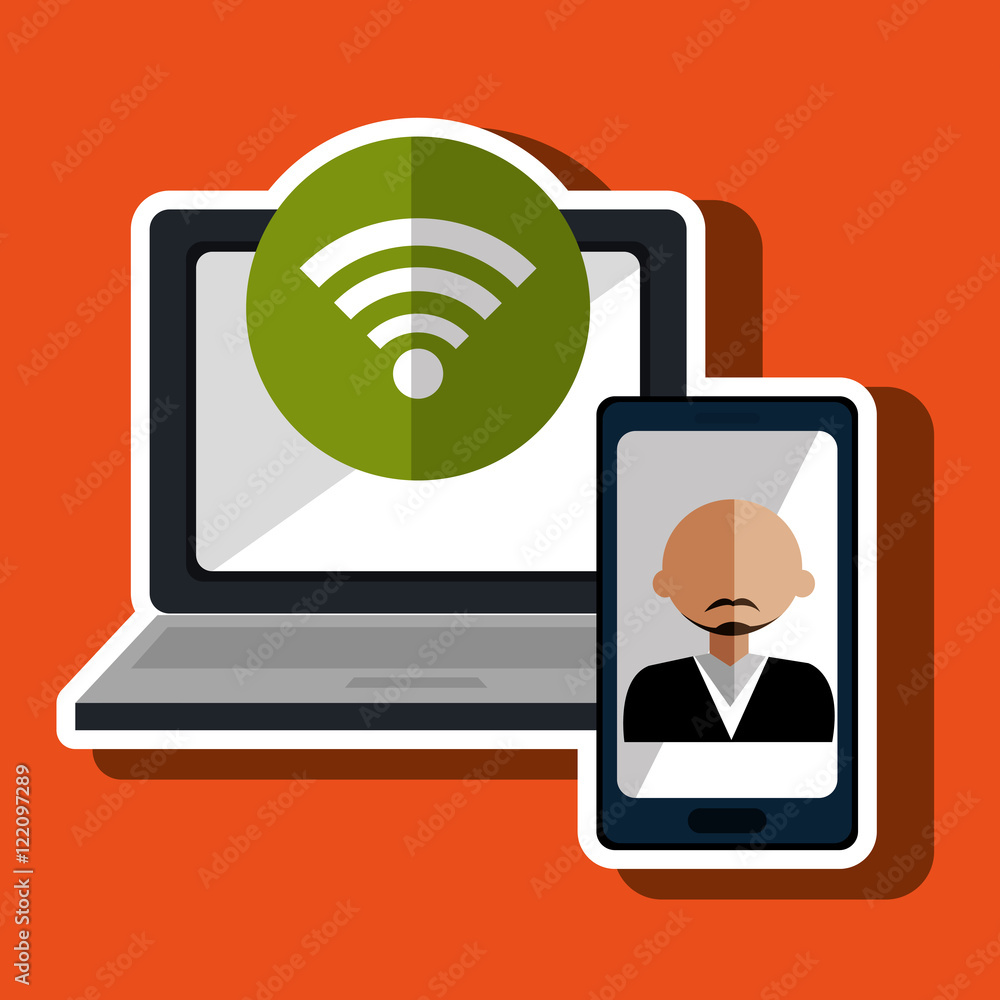 laptop man smartphone web vector illustration eps 10 laptop man smartphone web vector illustration eps 10