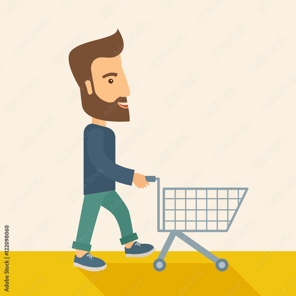 Man with empty cart. Man with empty cart.