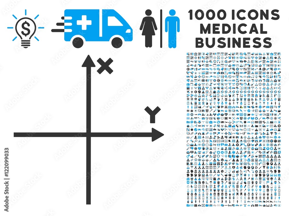 Cartesian Axes icon with 1000 medical business gray and blue vector ...