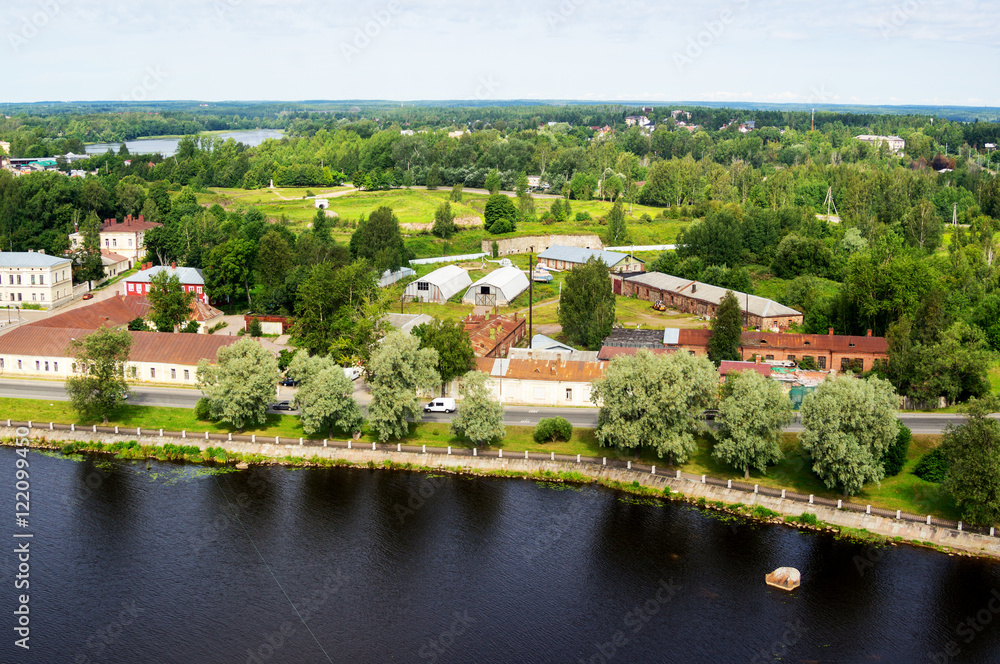 View of Vyborg city, from the top of the Vyborg Castle tower
