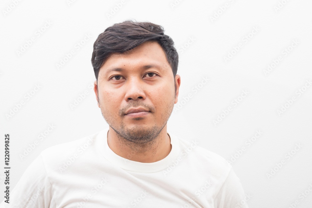 crazy man happy pose.Man wearing a white T-shirt crazy man happy pose.Man wearing a white T-shirt