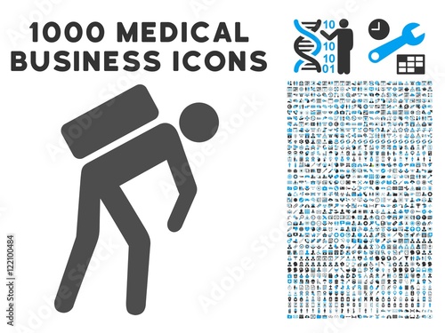 Courier icon with 1000 medical commerce gray and blue vector pictograms. Design style is flat bicolor symbols, white background.